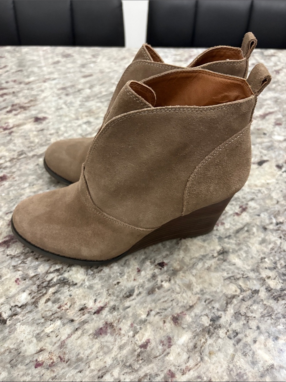 Lucky Brand Women's Taupe Suede Wedge Ankle Boots